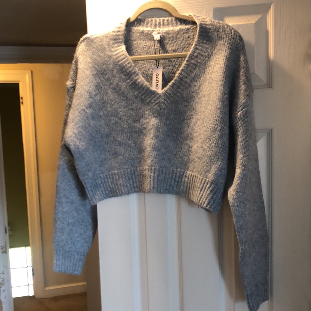 Garage Cropped Sweater Baby Blue Medium